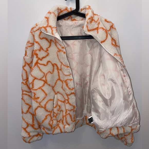 SHEIN Women’s Geometric Drop Shoulder O-ring Zipper Teddy Jacket - Picture 3 of 4